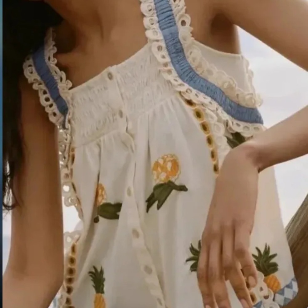 SEEN WORN KEPT Anthropologie Pineapple Tank Top Size M